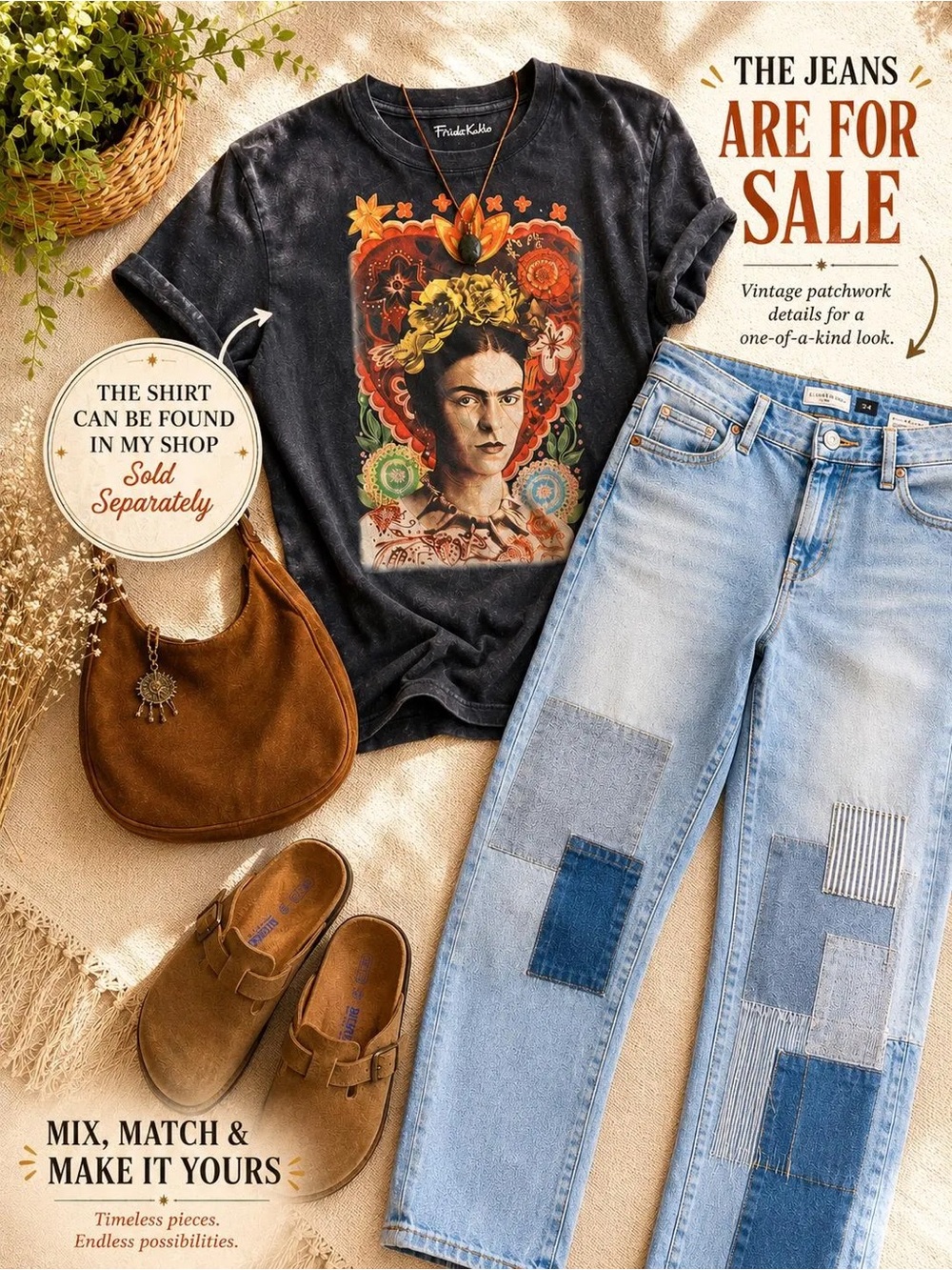 Patchwork Jeans 14R Boho Outfit Inspiration Shirt & Accessories Sold Separately